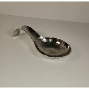 Stainless Hammered Steel Spoon Rest Handmade Deep and Tall